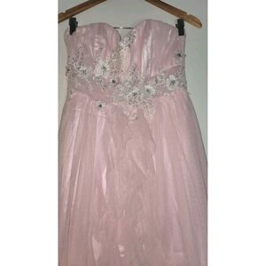 Roberta Pink Formal Empire Dress Wedding Prom Homecoming  Size 7 Strapless Tulle
